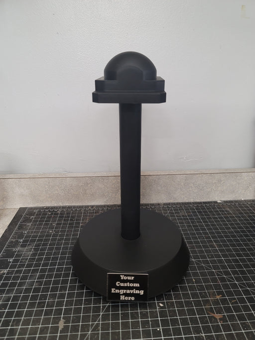 Custom Engraved Helmet Display Stand - Prop Money Inc.