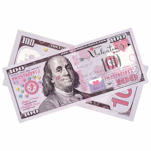 100x $100 Happy Valentine's Day Bills - Prop Money Inc.