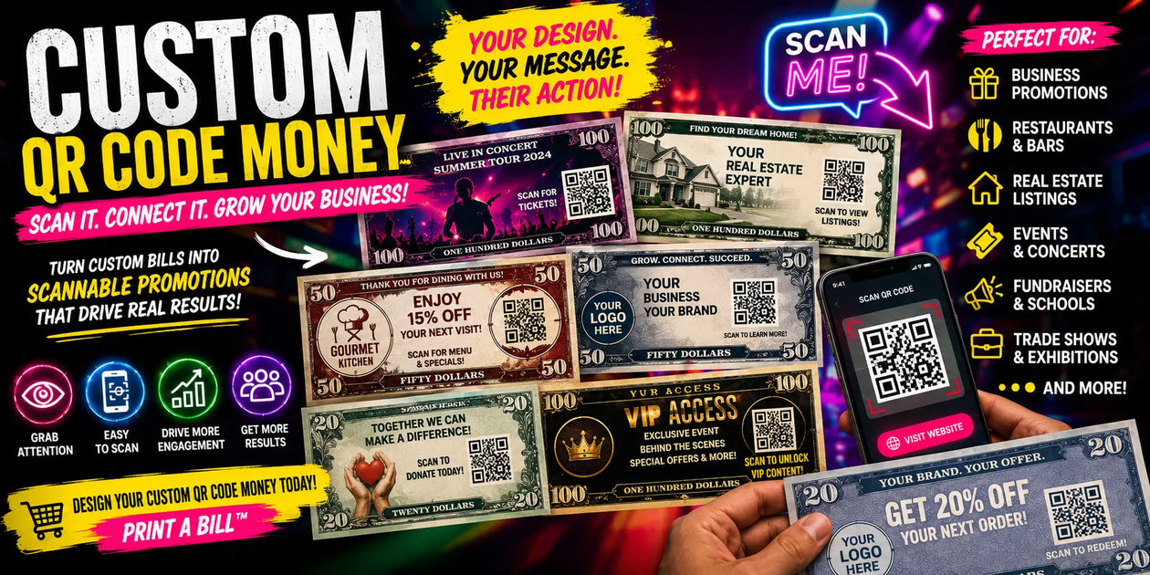 Custom QR Code Money for Promotions, Events & Businesses