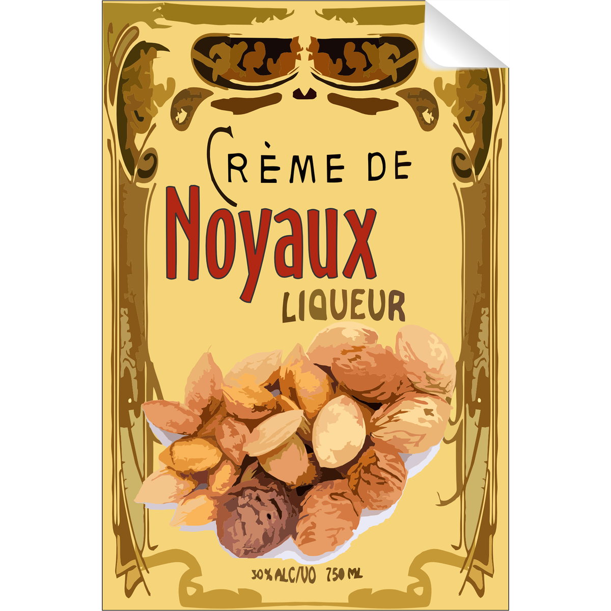 Creme De Noyaux Single Self Adhesive Label - License and Royalty Free for Film Use - Prop Money Inc.