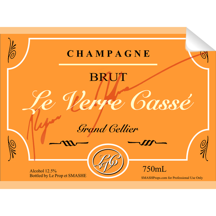 La Verre Champagne Bottle Single Self Adhesive Label - License and Royalty Free for Film Use - Prop Money Inc.
