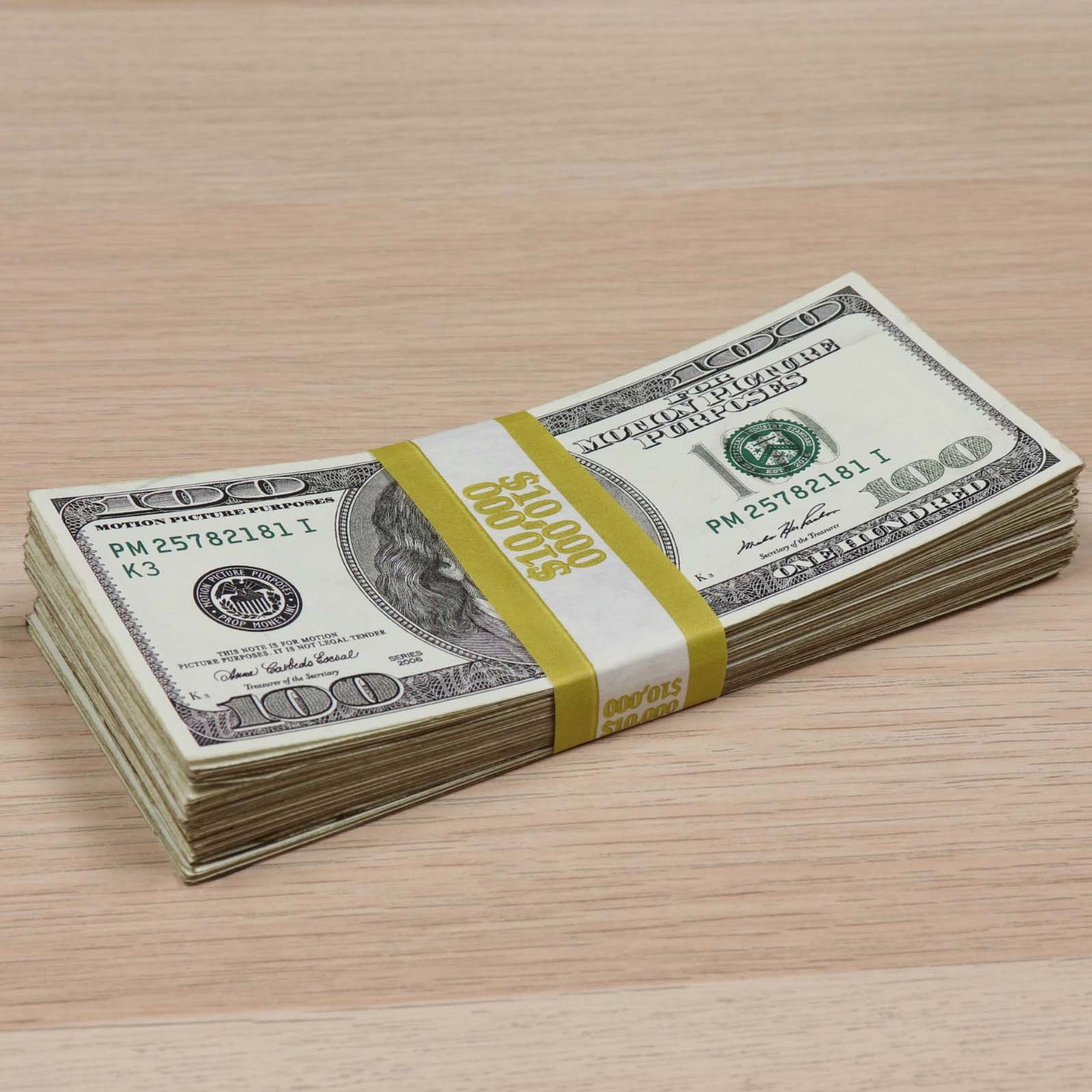 $10,000 RealAged™ 2000 Full Print Series Stack - Prop Money