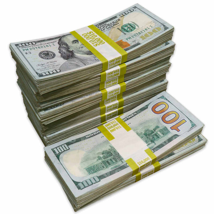 $100,000 ✔️RealAged™ Full Print New Series Stacks - Prop Money Inc.