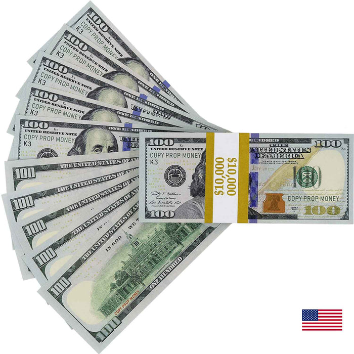 $100 United States New Series Full Print Premier Prop Money Stack