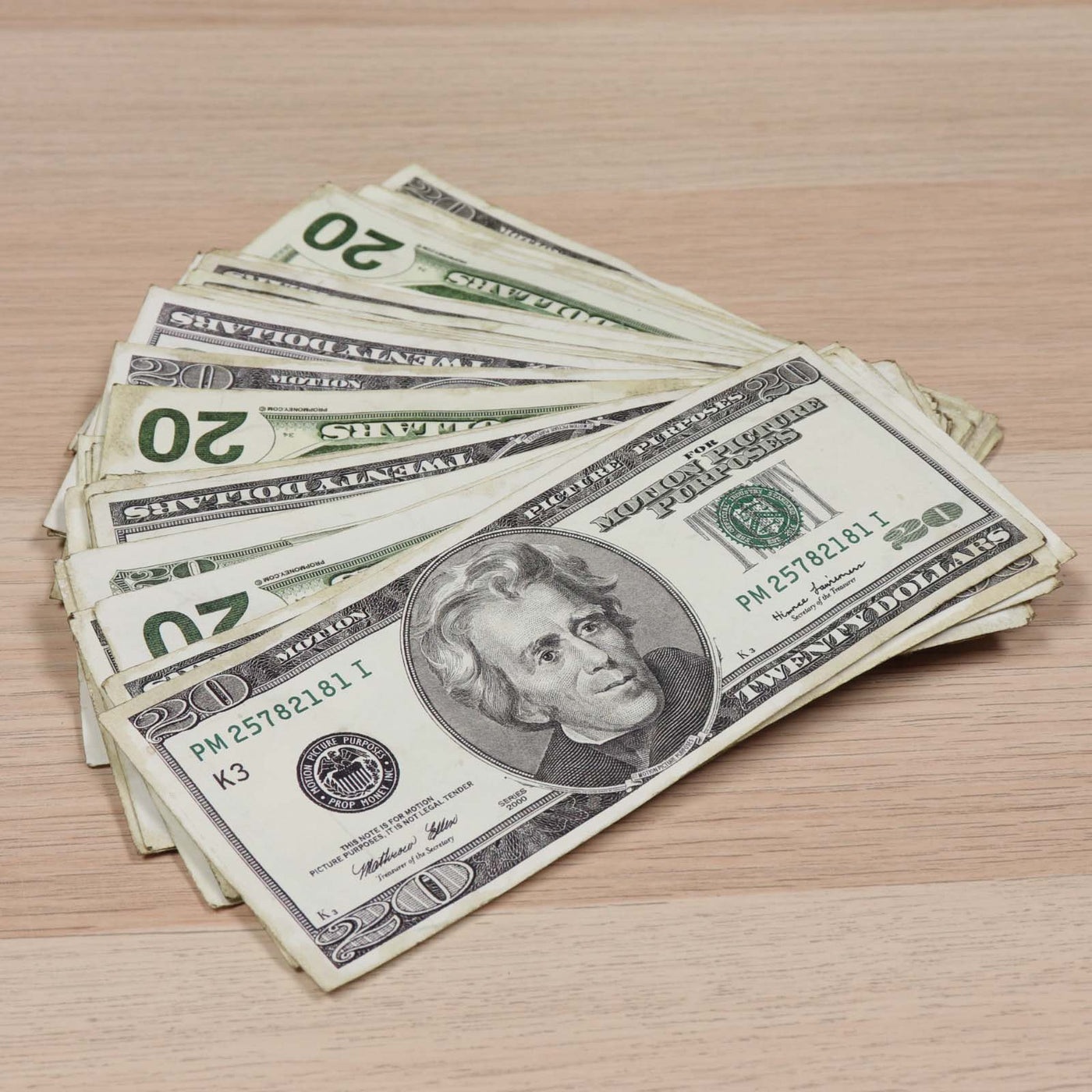 $20 RealAged™ Full Print 2000 Series Bills - Prop Money