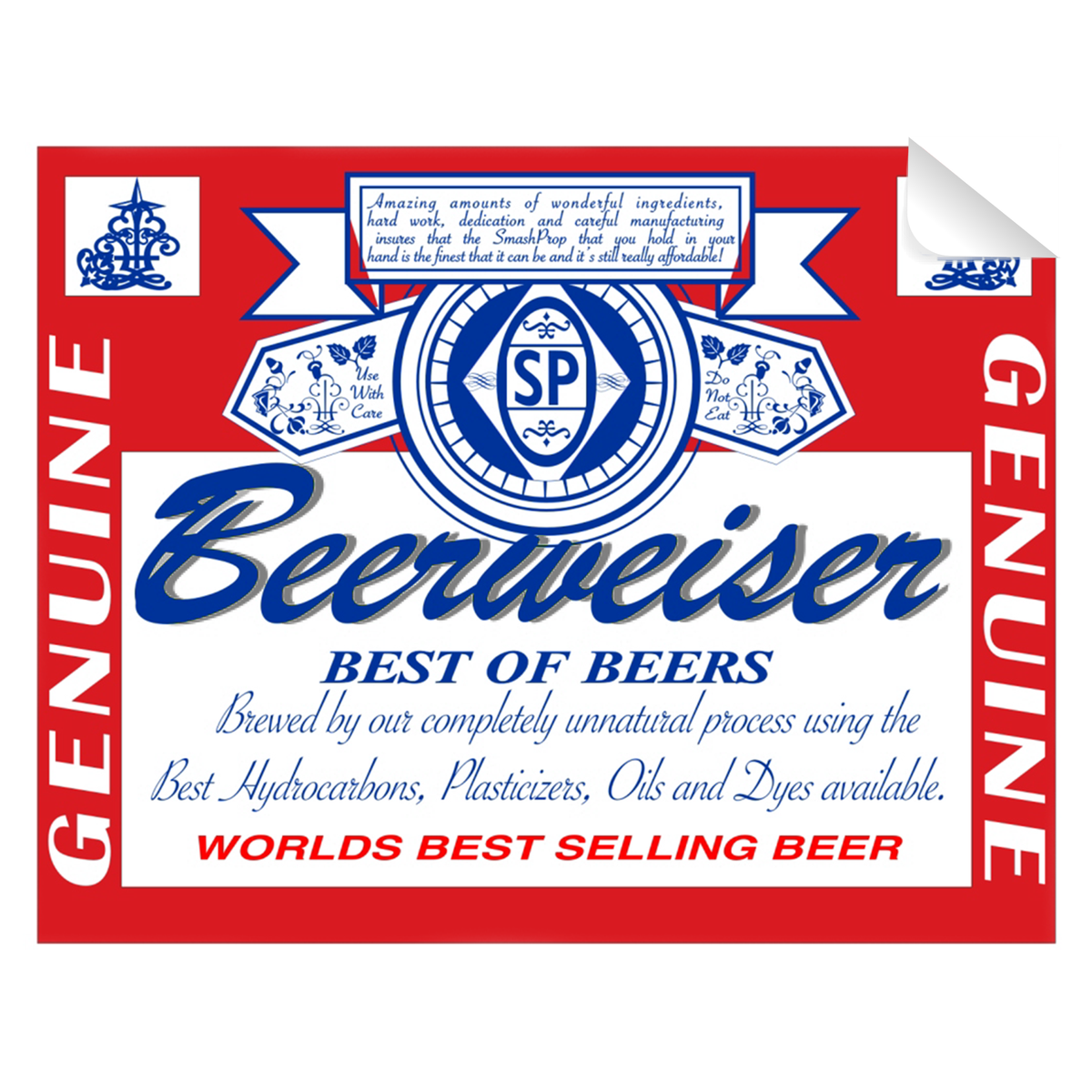 Beerweiser Bottle Single Self Adhesive Label - License and Royalty Free for Film Use - Prop Money Inc.