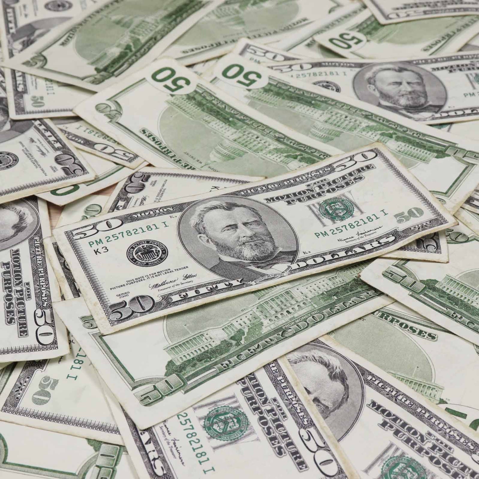 $50 RealAged™ Full Print 2000 Series Bills - Prop Money