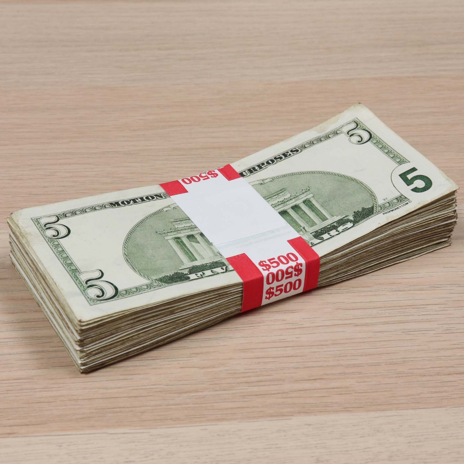$500 RealAged™ Full Print 2000 Series Stack - Prop Money