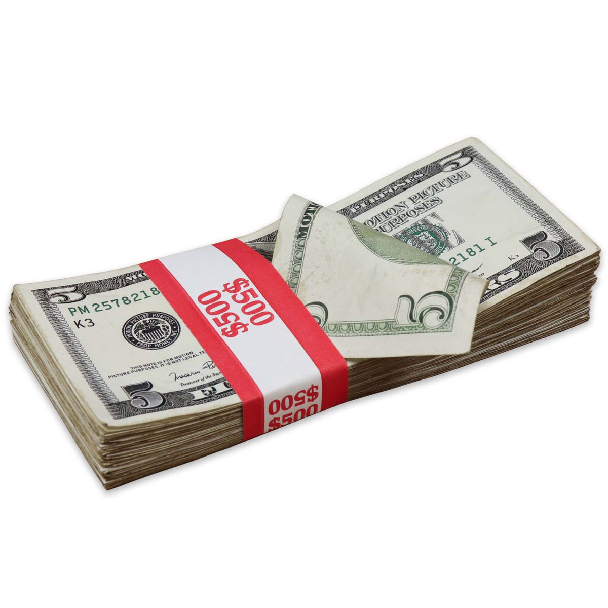 $500 RealAged™ Full Print 2000 Series Stack - Prop Money