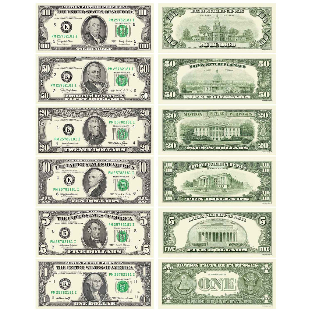 $20 Prop Money Bills - 20 Dollar Realistic Movie Prop Money Bills