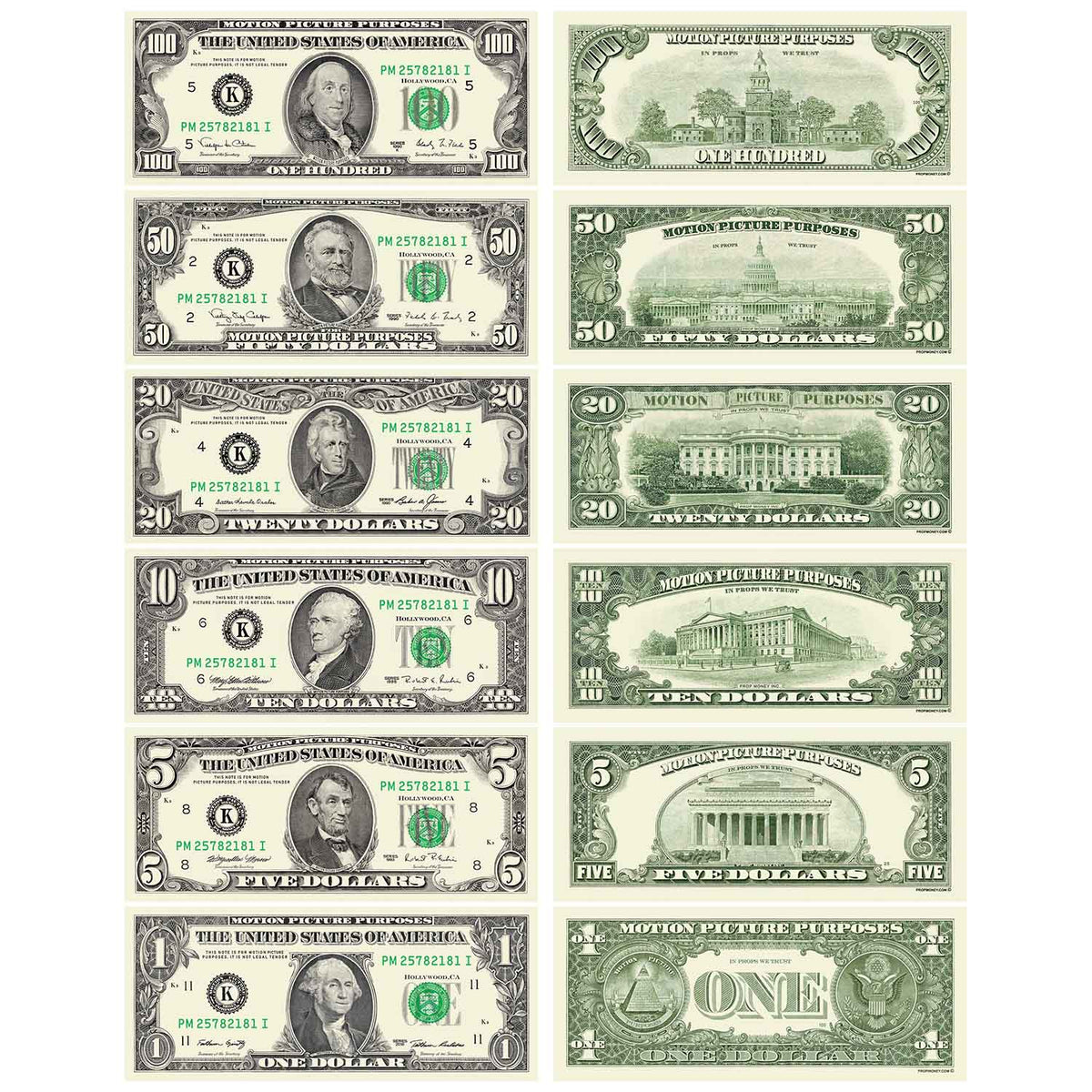 All Denominations 1990 Series Bills Mix — Prop Money Inc.