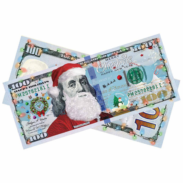 100x $100 Holiday Christmas New Year Bills - Prop Money Inc.