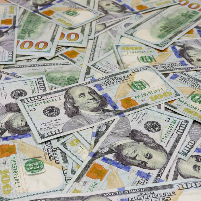 Ultra realistic aged prop money stacks for productions