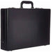 Closed black briefcase with its expandable base extended