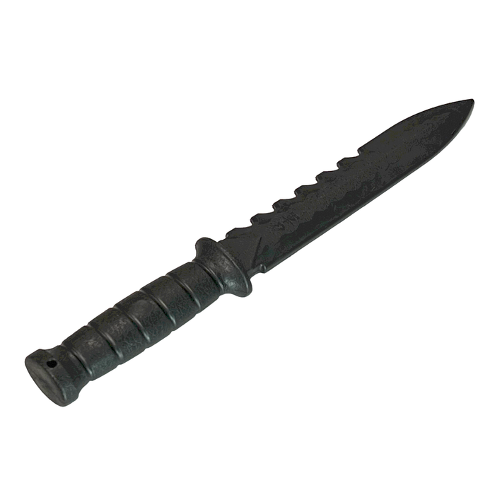 Serrated Spine Poly Training Knife with 8.5 Inch Drop Point Blade and Leather Wrapped Textured Handle Prop