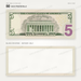 $5 New Series Close-Up prop bill: back-printed bill above its blank bordered reverse.