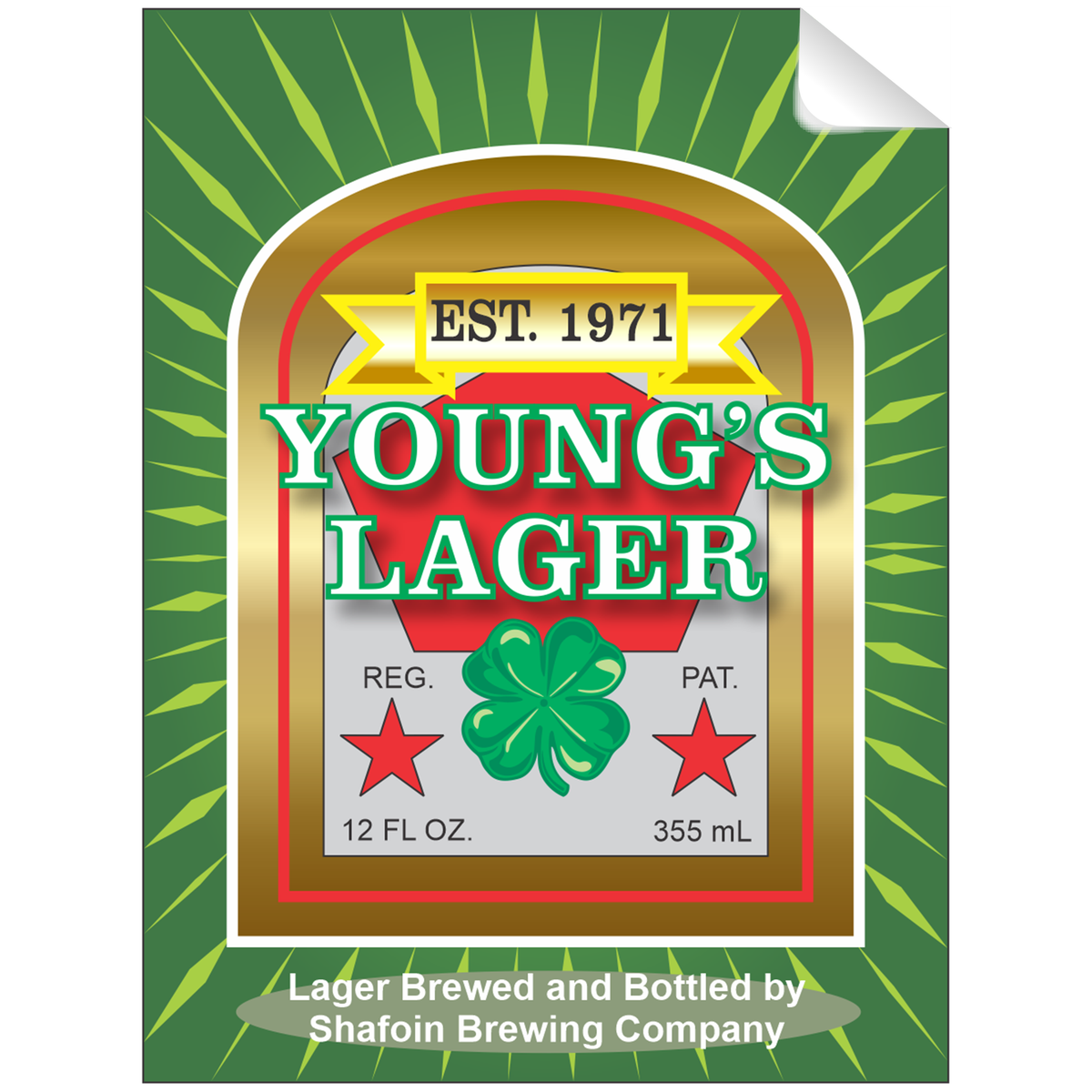 Young's Lager Beer Single Self Adhesive Label - License and Royalty Free for Film Use - Prop Money Inc.