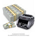 AI-generated kit illustration: Million Dollar Prop Money Kit with banded Full Print $100 stacks and a money counter; see additional photos for actual product details