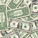 $1 New Series Close-Up prop bills with printed fronts and backs scattered randomly; one complete front and back centered.