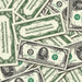 $1,000 Vintage Close-Up prop bills with printed fronts and backs scattered randomly; one complete front and back centered.