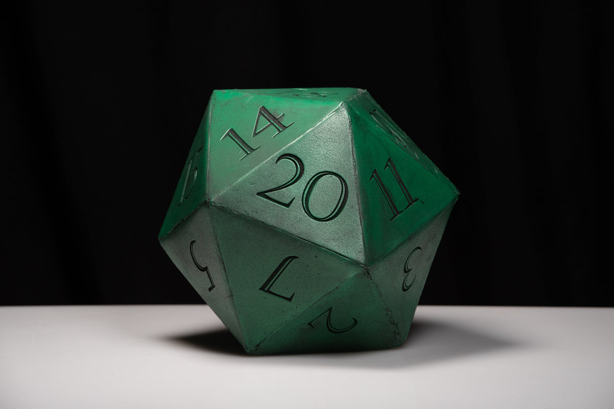 Giant D20 Die 10" Tall Display Prop Clean
