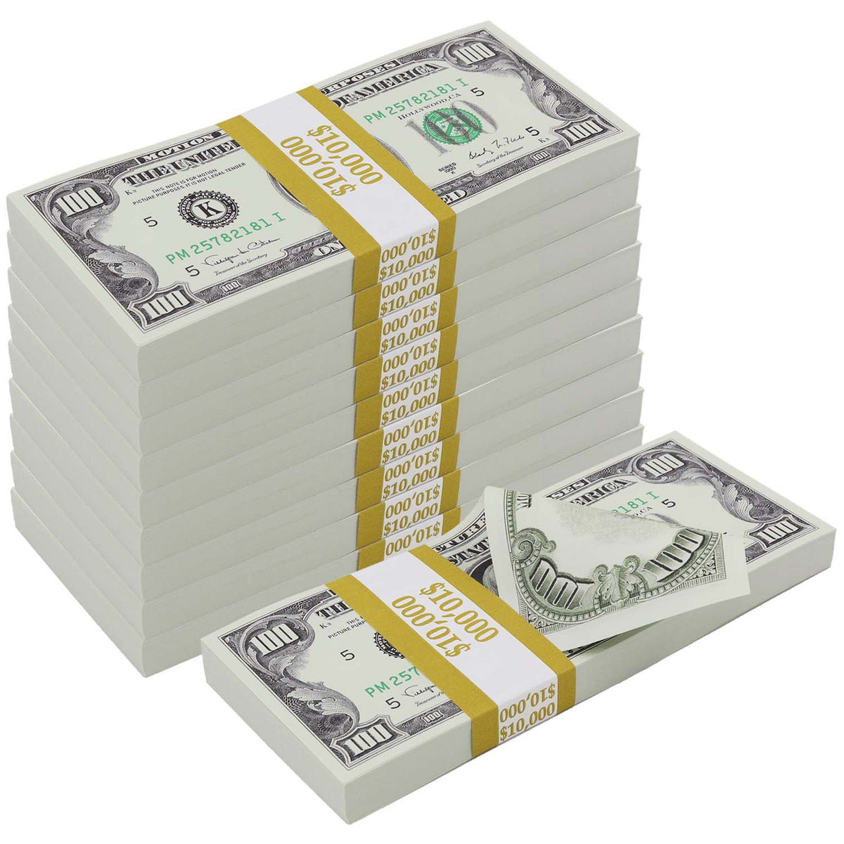 $100 000 Full Print 1990 Series Stacks