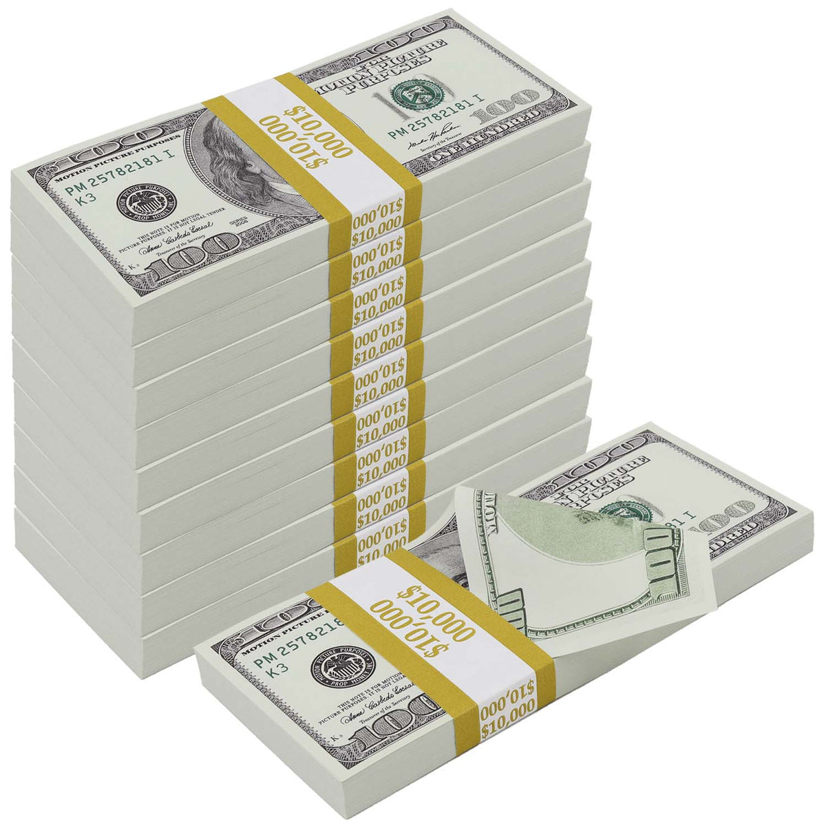 10000 Stack $100,000 Full Print 2000 Series in Stacks - Prop Money
