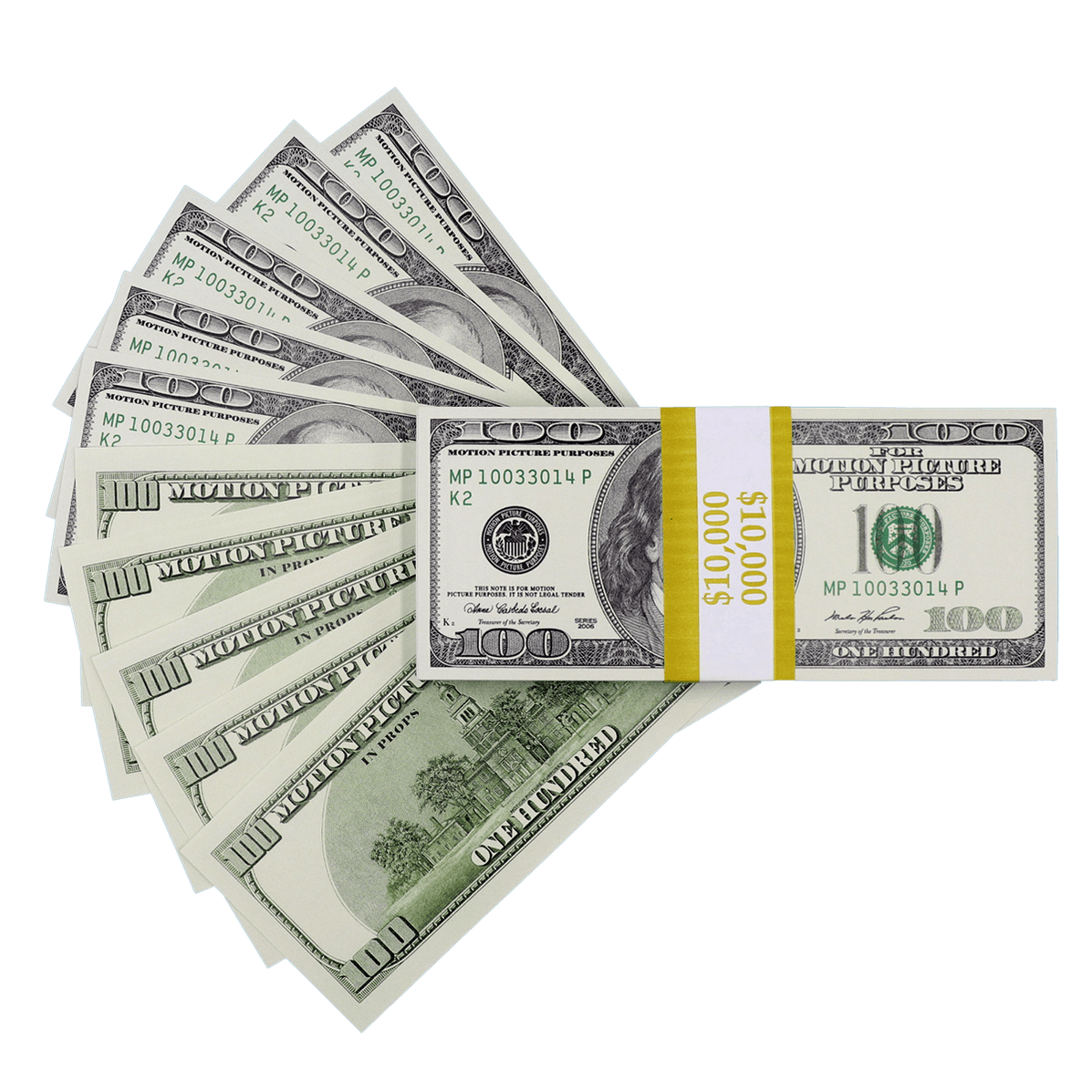 $10,000 Full Print 2000 Series in Stack - Prop Money