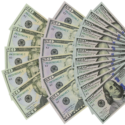 $1,500 prop money mix with $20 $50 and $100 bills