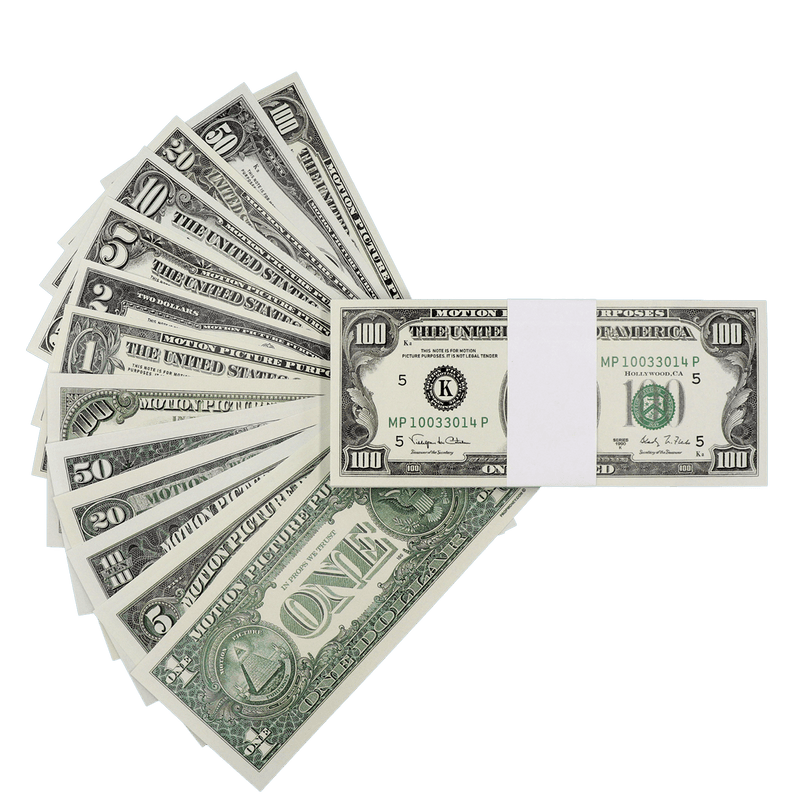 1990 Series mixed prop money stack for film and photography