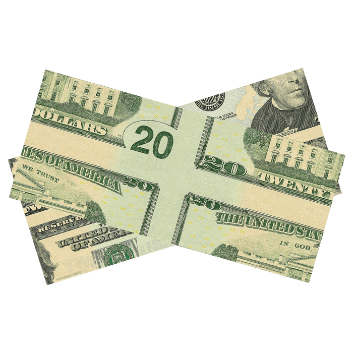 Professional $20 mis-made bill for magic tricks and illusion shows