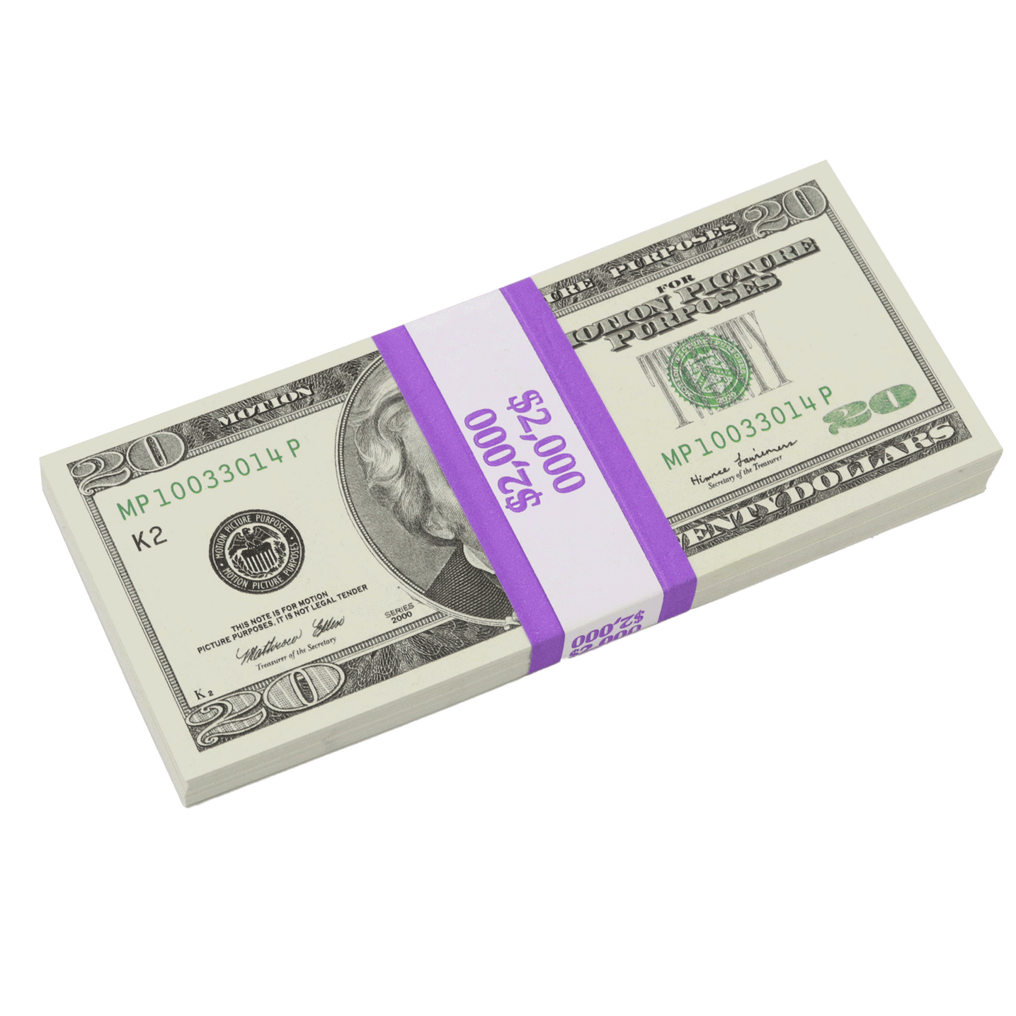 $2,000 Full Print 2000 Series Stack - Prop Money