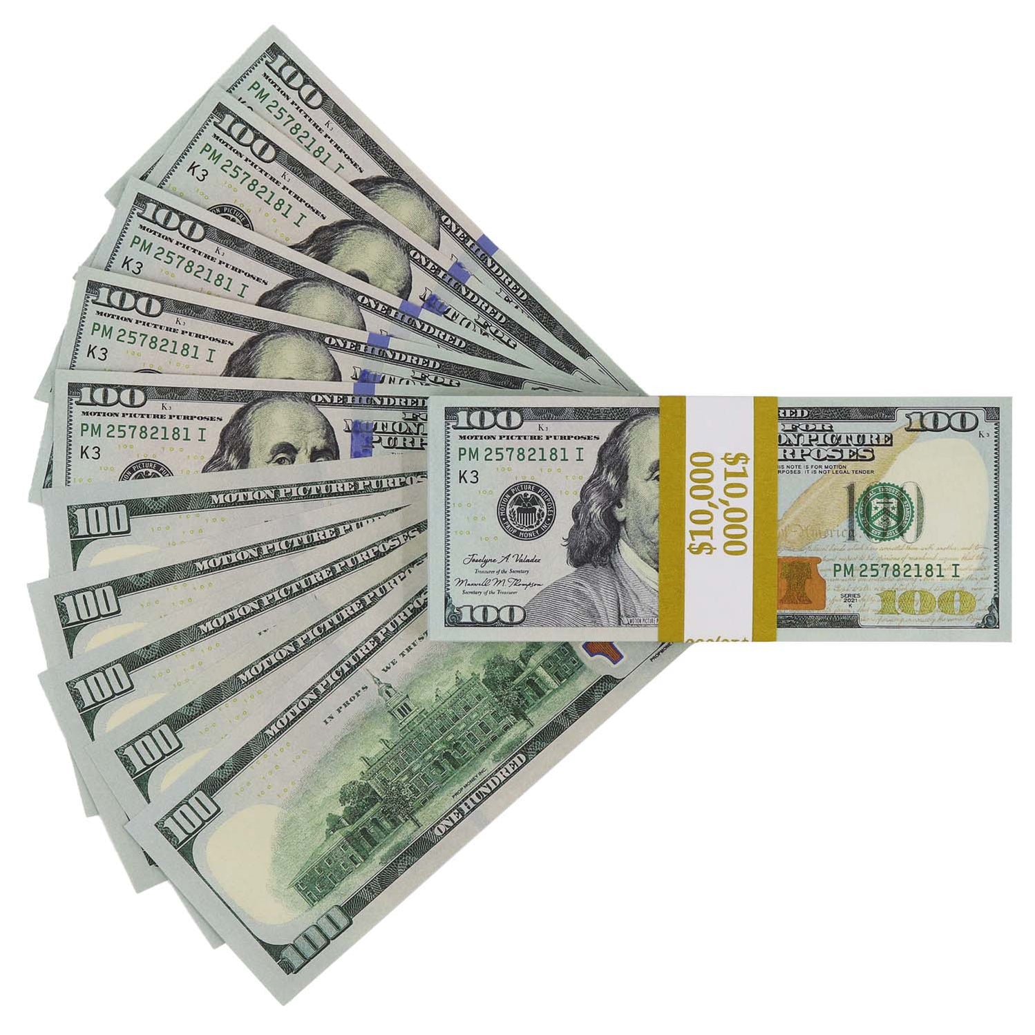 10000 Stack $10,000 Prop Money Stack – Realistic $100 Bills for Film & Video