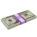 Full Print $20 prop money stack showing Jackson and a purple $2,000 band