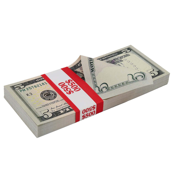 500 Stack Paper $500 Full Print New Series Stack - Prop Money