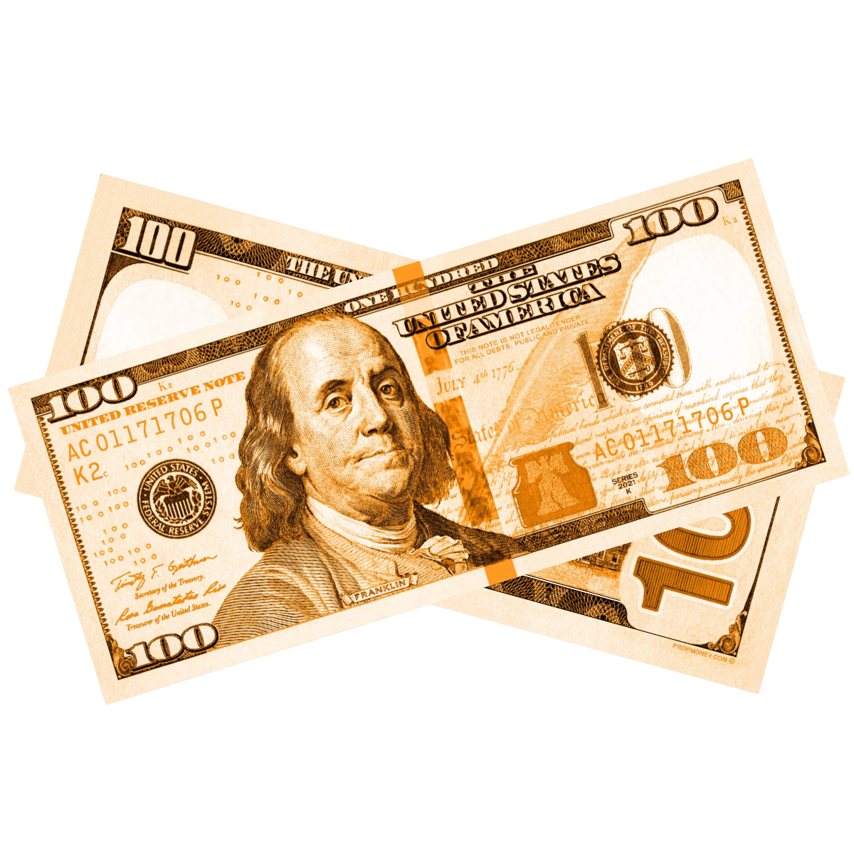 $100 New Series Orange Bills - PropMoney.com