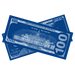 Blue novelty money bills for sports themed parties and events
