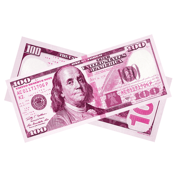 Pink prop money bills for parties celebrations photography and creative displays
