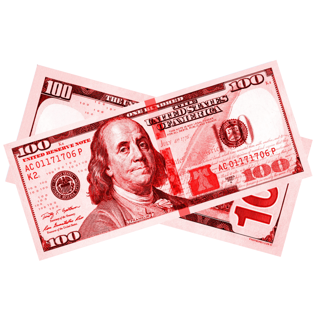 Red Prop Money Bills- 25 Bills